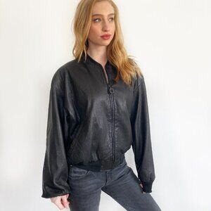 Vintage La Matta Black Leather Jacket size 48